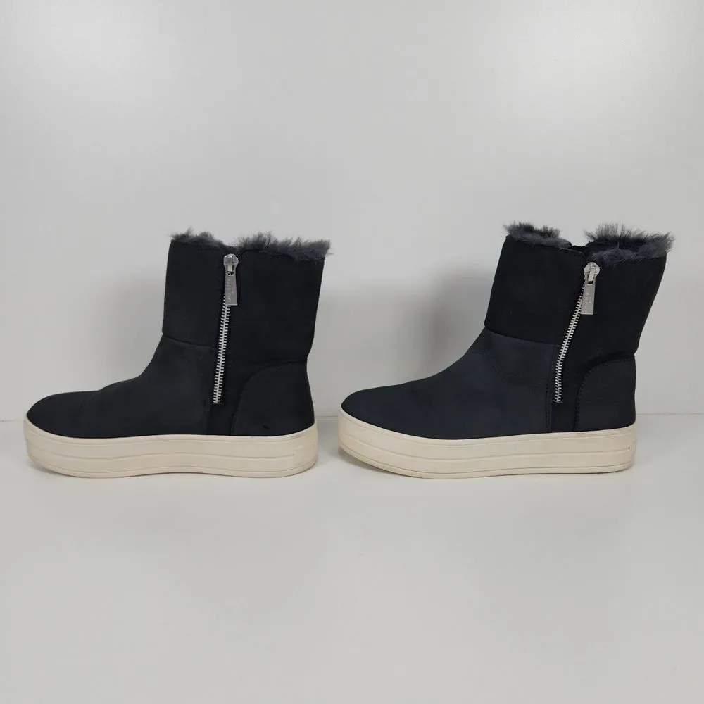 J/Slides NYC‎ Womens Size 7 Henley Navy Platform Boots Shoes Charcoal Gray